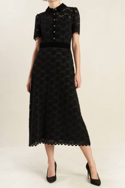 Evelyn Black Velvet Lace Dress