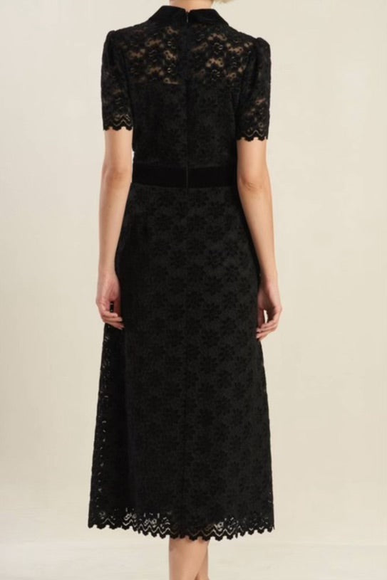 Evelyn Black Velvet Lace Dress