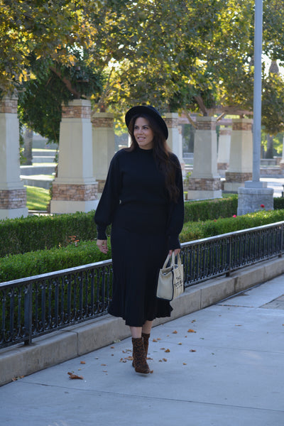 Winona Black Knit Skirt Set