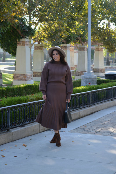 Winona Brown Knit Skirt Set