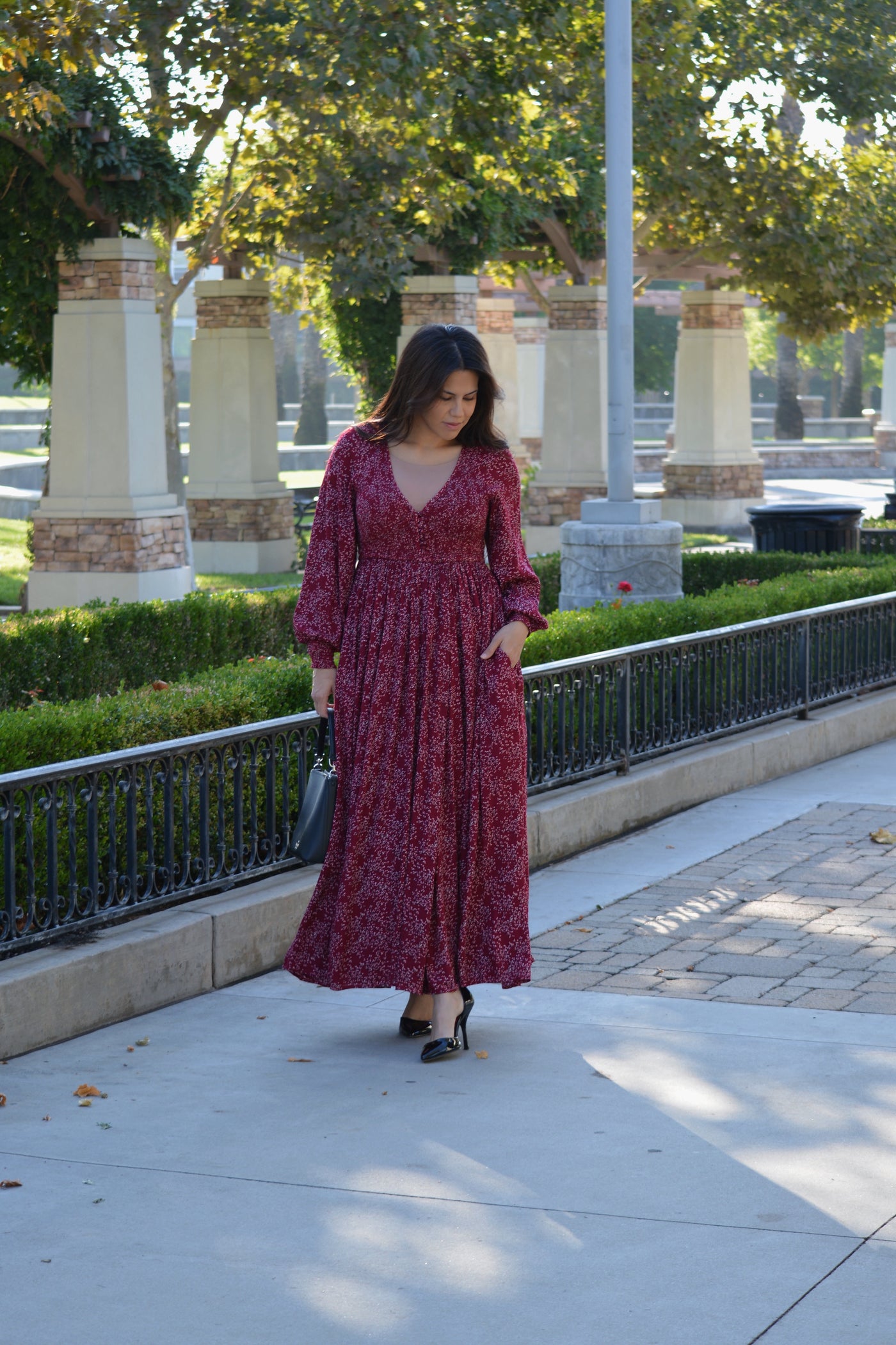 Violetta Rasberry Floral Maxi Dress