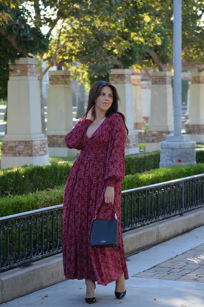 Violetta Rasberry Floral Maxi Dress