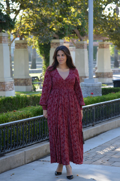 Violetta Rasberry Floral Maxi Dress