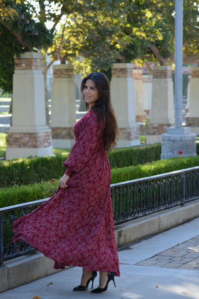 Violetta Rasberry Floral Maxi Dress