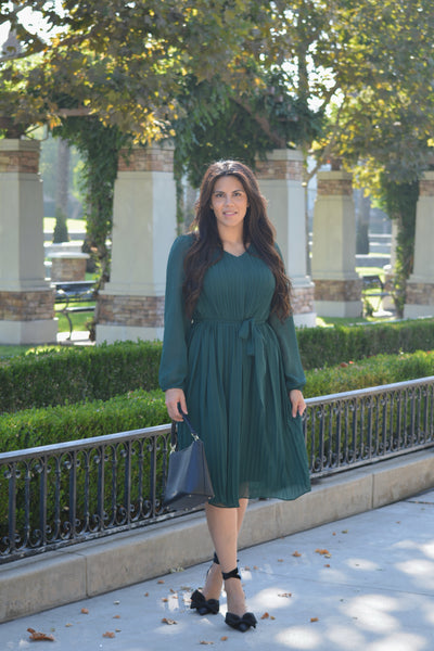 Tulla Emerald Green Midi Dress (Plus Size Available)