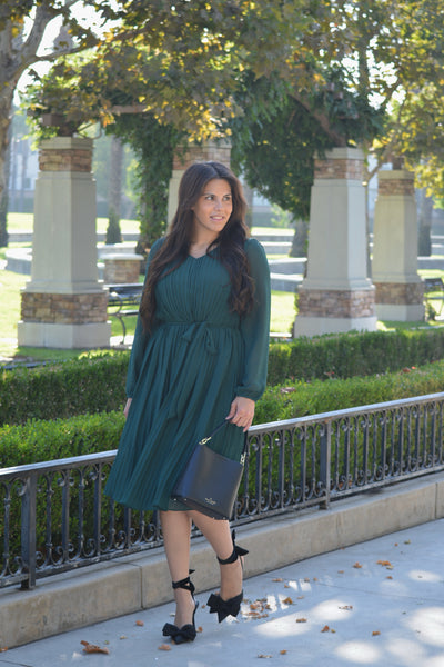 Tulla Emerald Green Midi Dress (Plus Size Available)