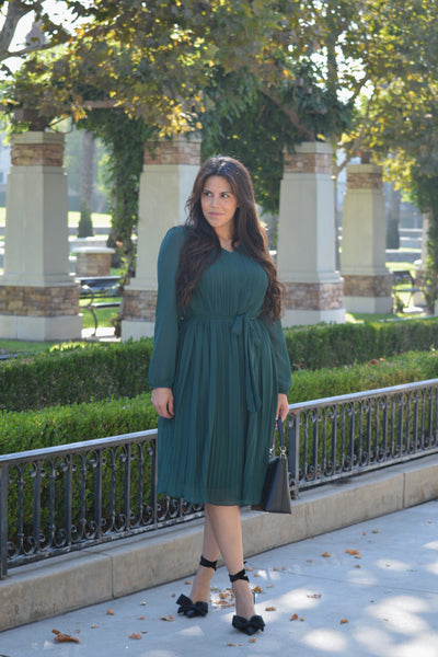 Tulla Emerald Green Midi Dress (Plus Size Available)