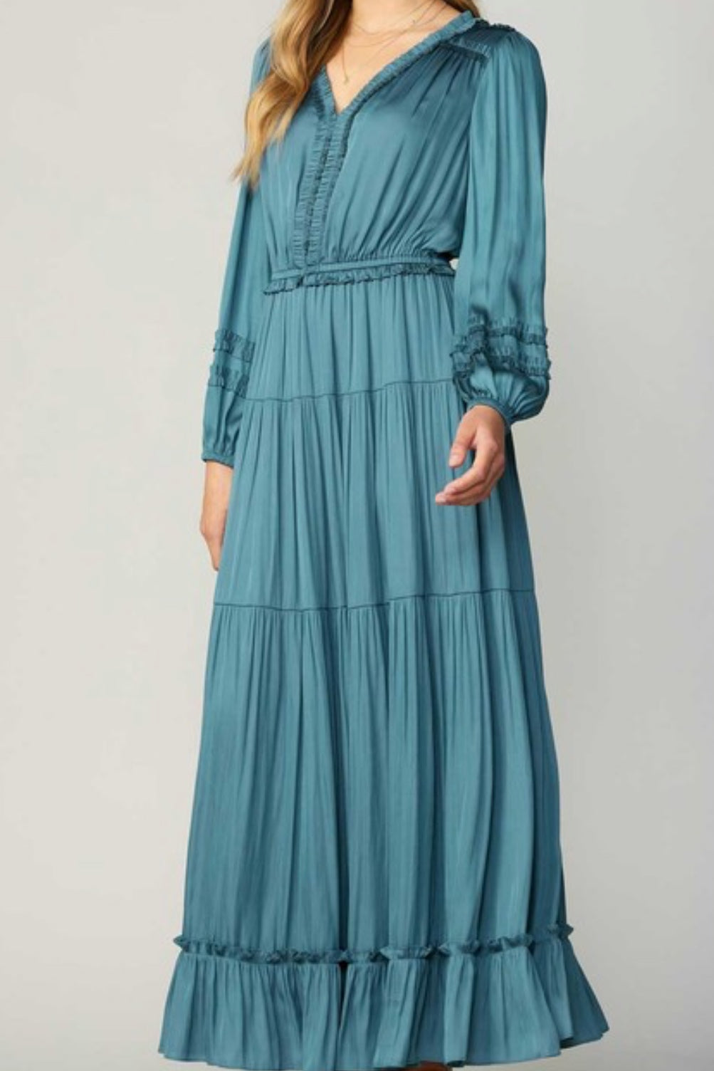 Birdie Aegean Blue Silk Maxi Dress