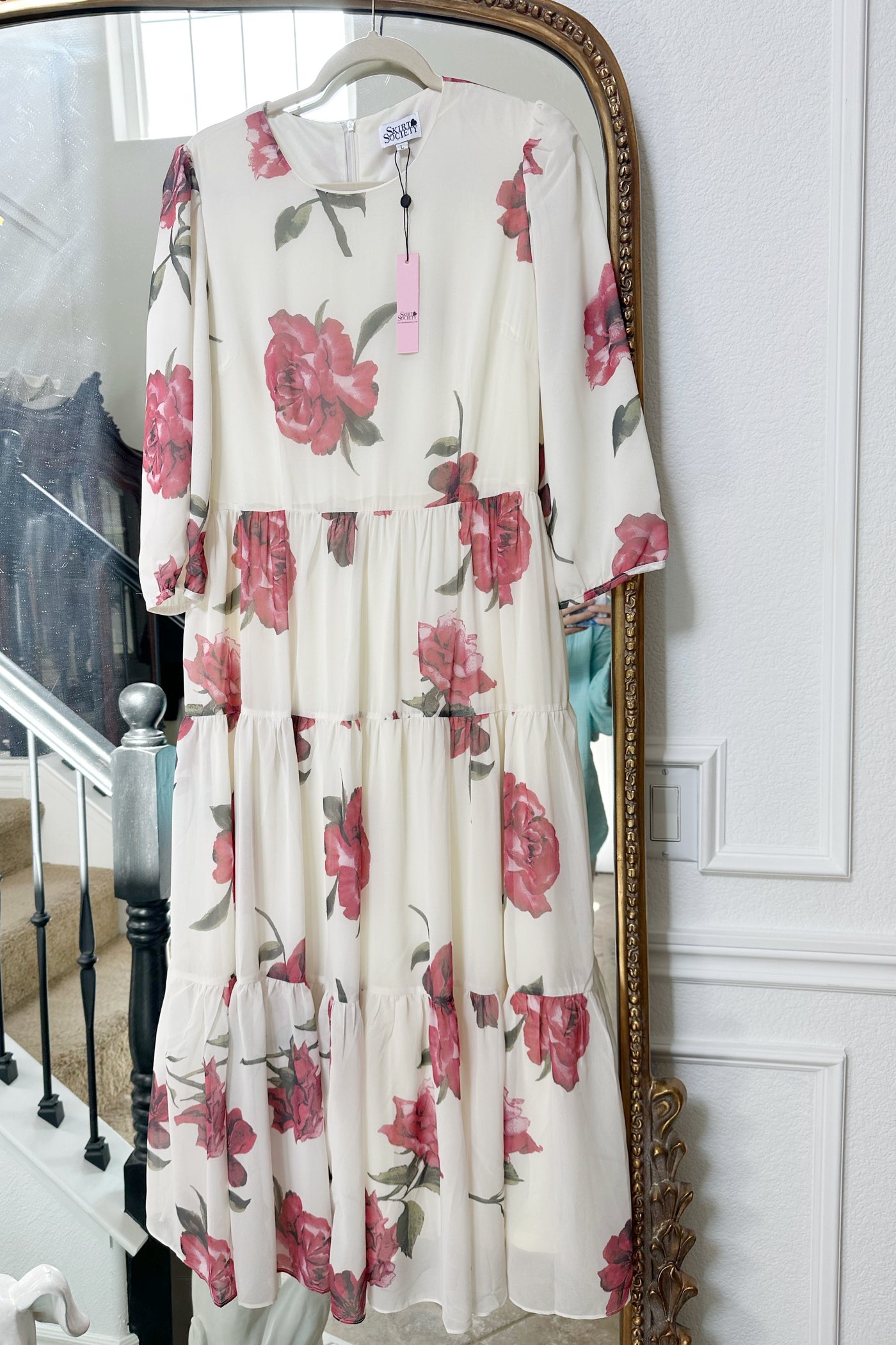 Marbella Ivory Rose Maxi Dress (lighter color)