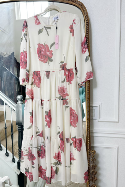 Marbella Ivory Rose Maxi Dress (lighter color)