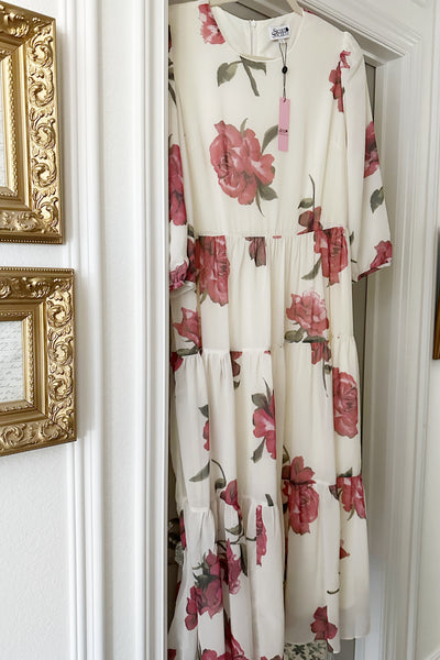 Marbella Ivory Rose Maxi Dress (lighter color)