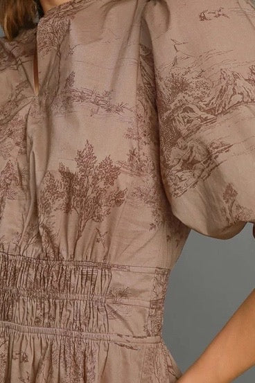 Briseida Toile Brown Cotton Dress