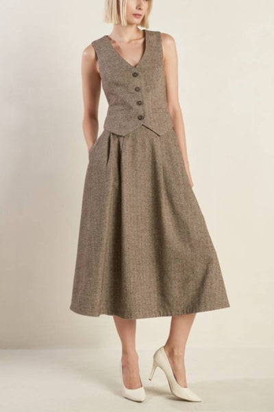 Margaret Herringbone Skirt