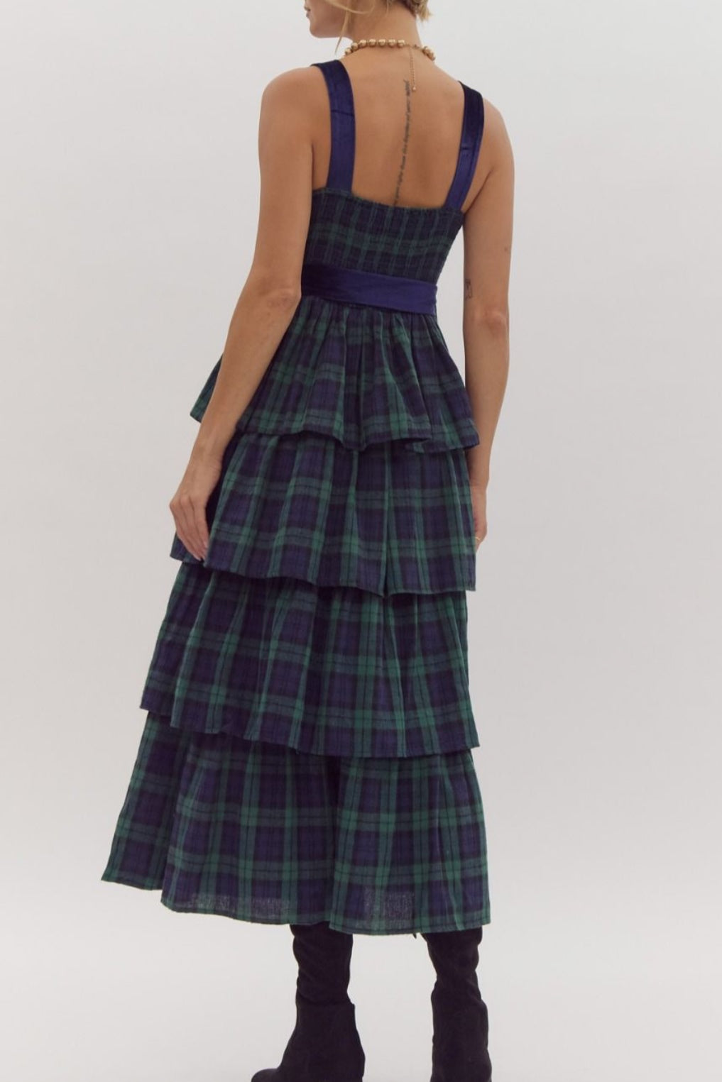 blue dress for baby girl Floral Printed Glenn Plaid Chiffon Ruched Gown – Lela Rose main image 0