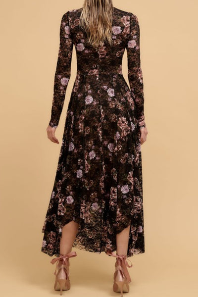 Regan Black Lace Floral Maxi Dress