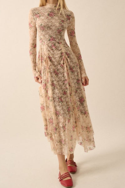 Regan Cream Lace Floral Maxi Dress