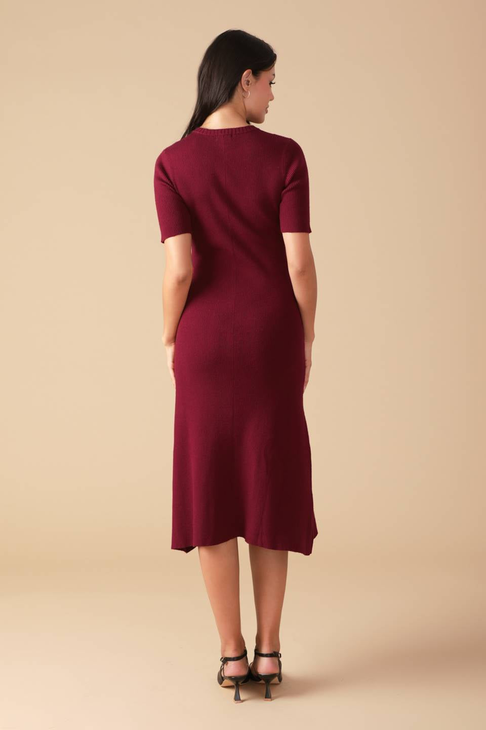 Cynthia Burgundy Knit Dress