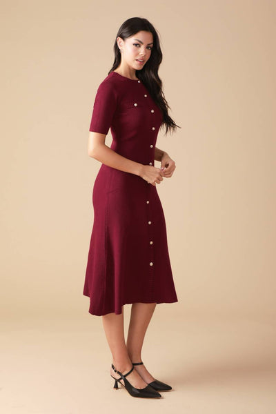 Cynthia Burgundy Knit Dress