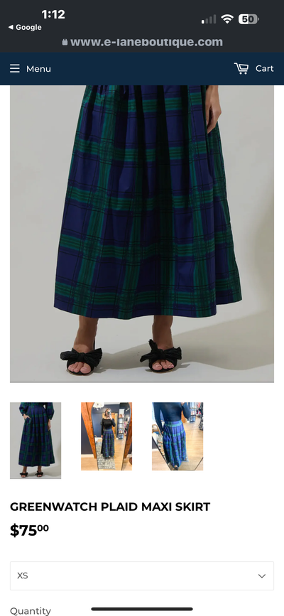 Harley Navy Plaid Maxi Skirt