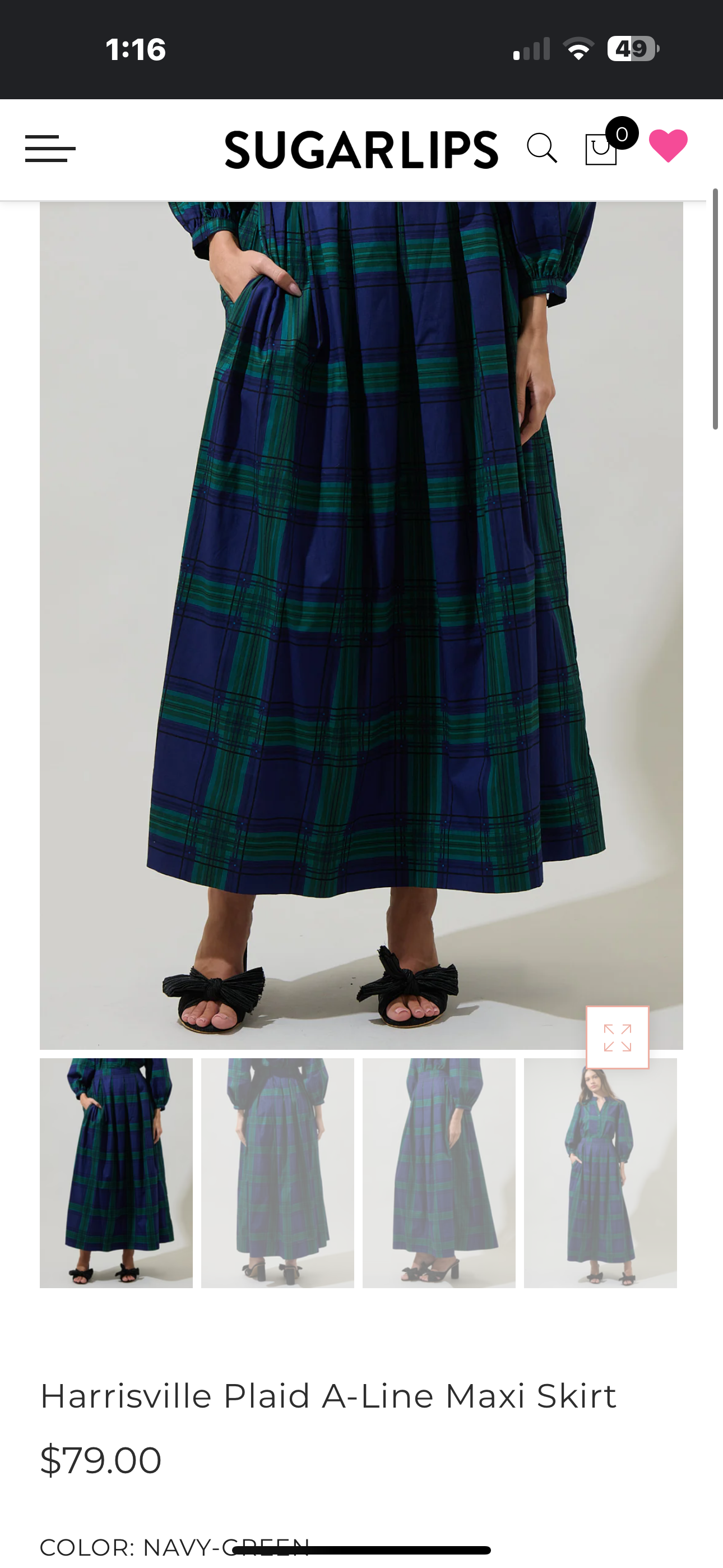 Harley Navy Plaid Maxi Skirt