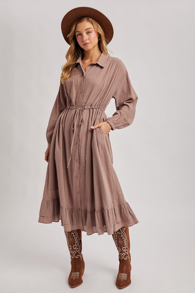 Violetta Taupe 100% Cotton Dress