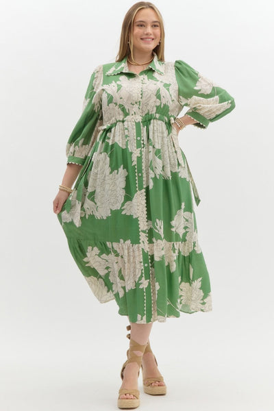 Tova Green Floral Midi Dress