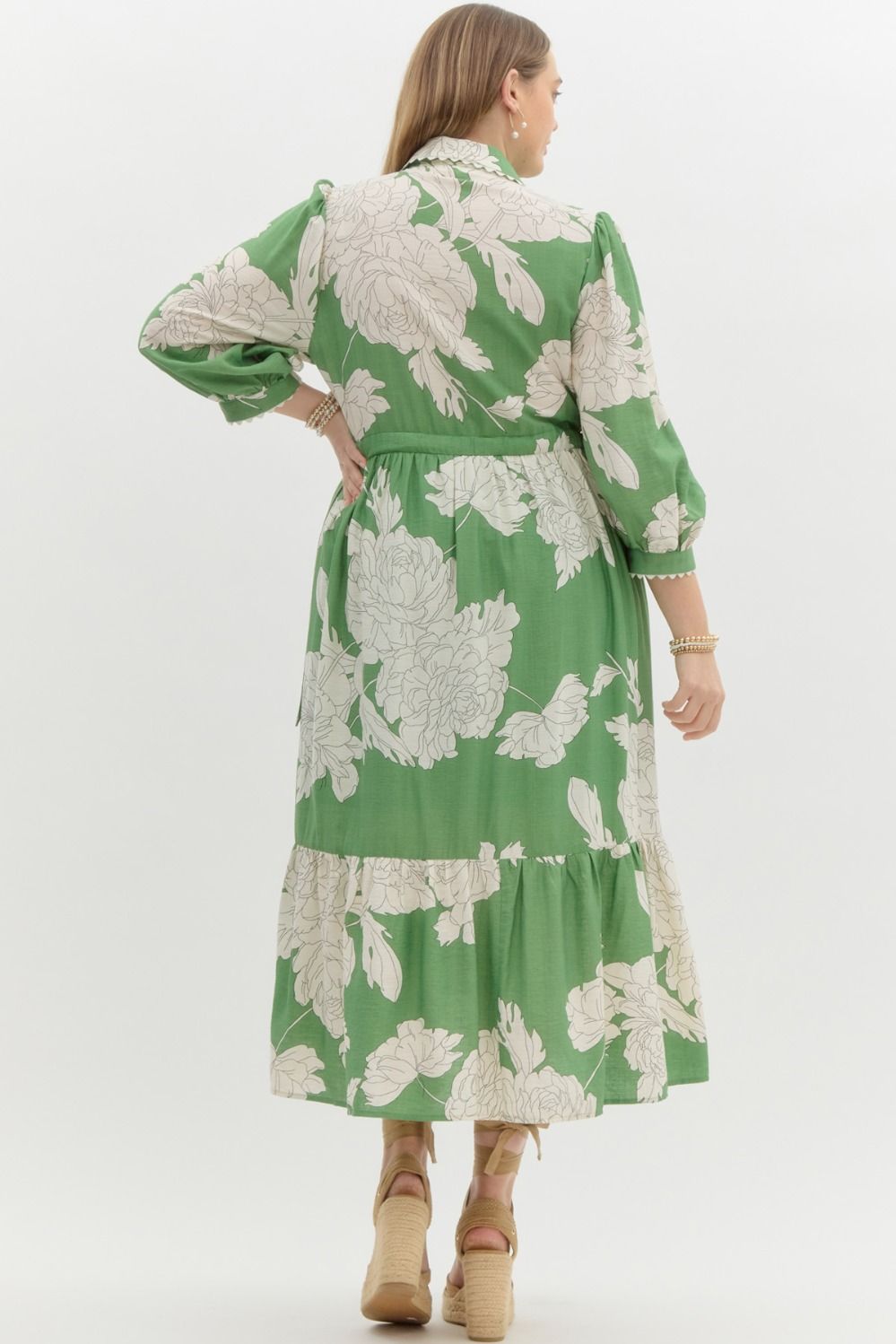 Tova Green Floral Midi Dress