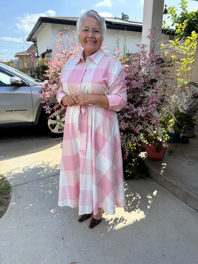 Avignon Pink Plaid 100% Cotton Dress