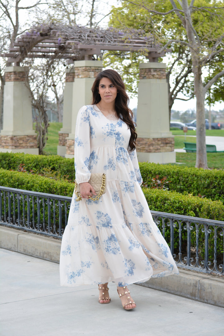 Sardinia Blue Floral Maxi Dress – Skirt Society