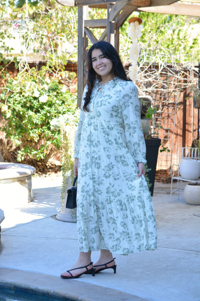 Fern Olive Floral Maxi Dress