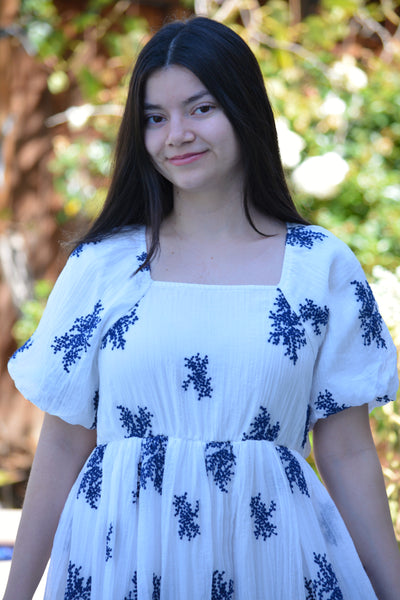 Pauline Embroidered White Floral Dress