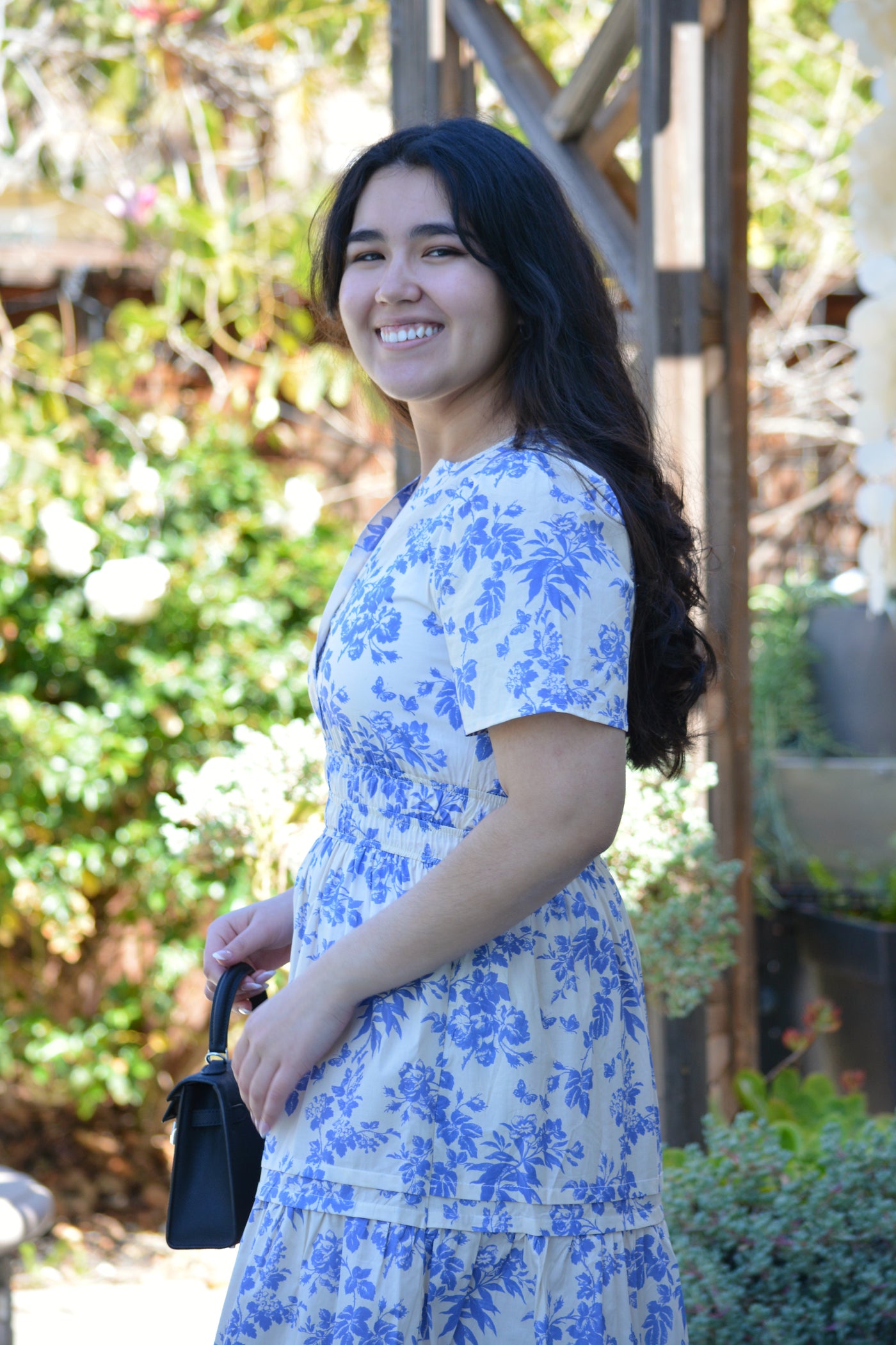 Bette 100% Cotton Blue Floral Maxi Dress