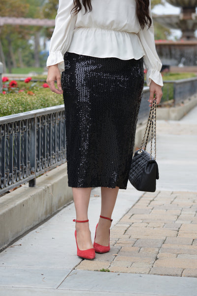 Soleil Black Sequin Skirt