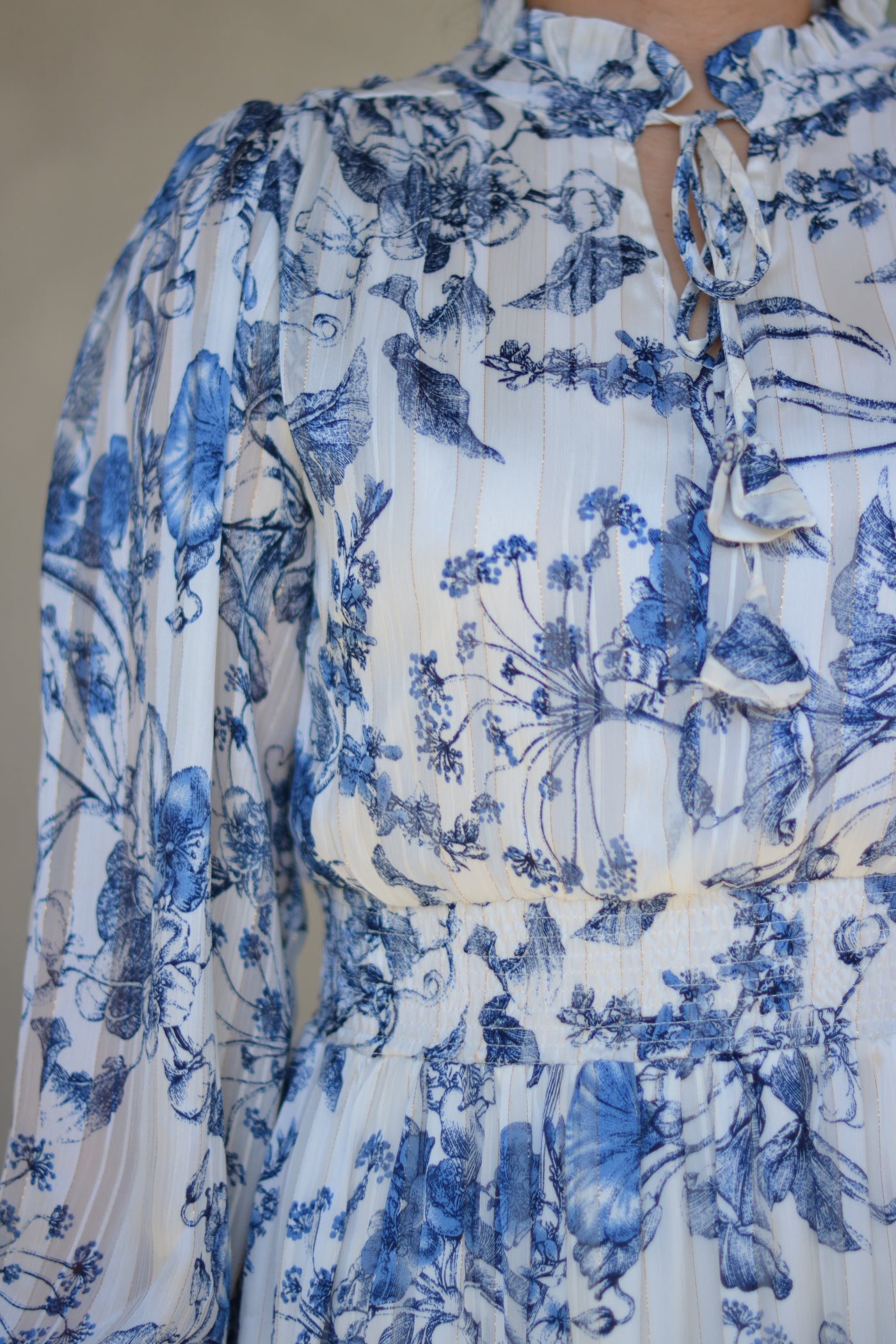 Taryn Blue Toile Maxi Dress