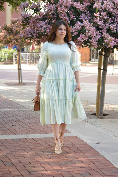 Briana Cotton Embroidered Mint Dress