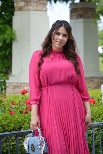 Zina Fuchsia PinkMidi Dress