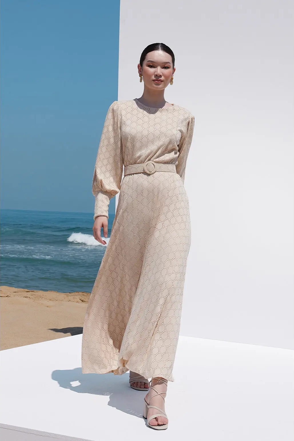 Isabella Crochet Beige Dress