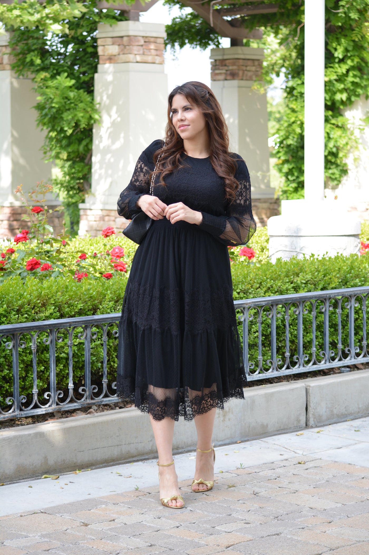 Cecelia Black Embroidered Tulle Dress