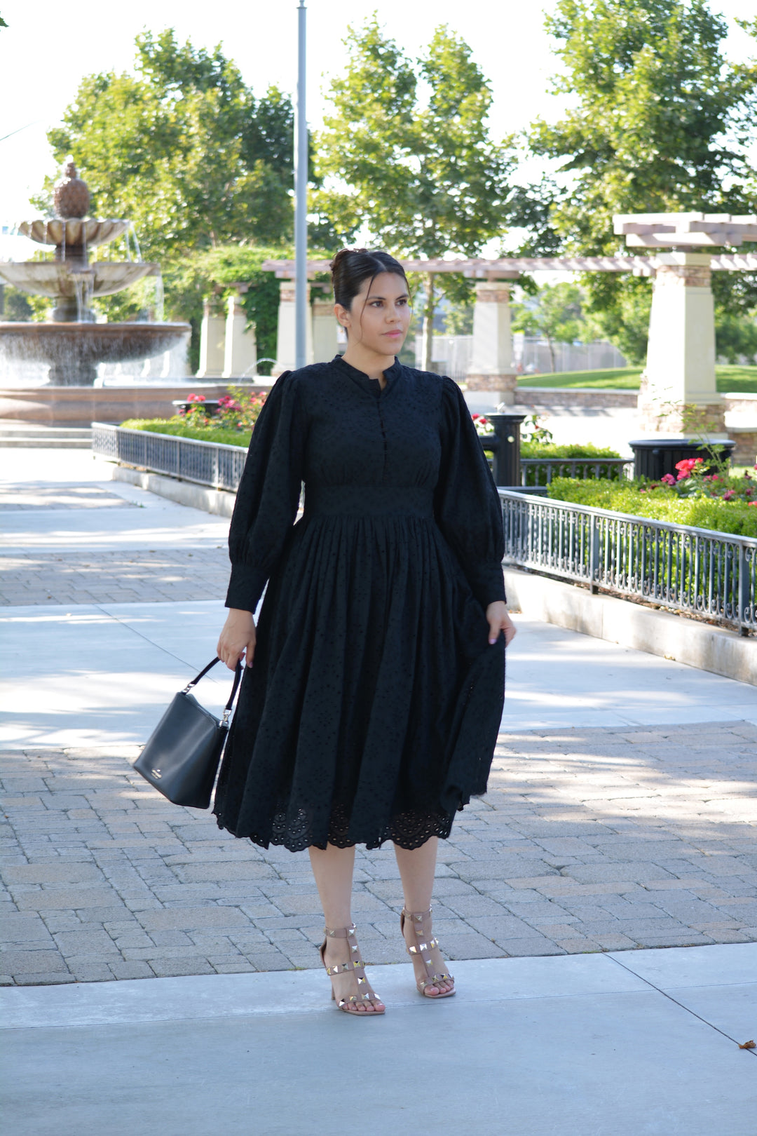 Florence Black Eyelet Cotton Dress – Skirt Society