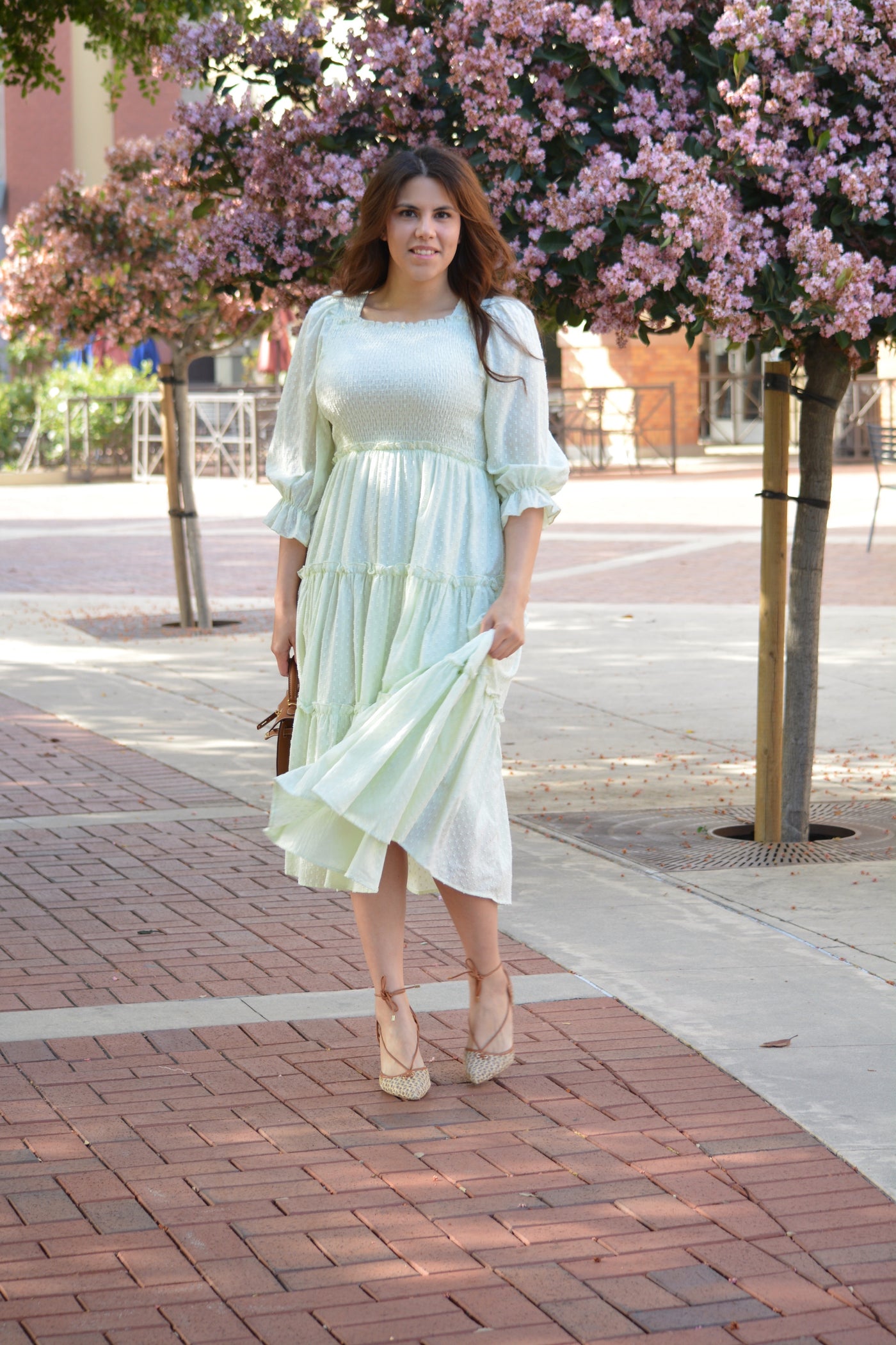 Briana Cotton Embroidered Mint Dress