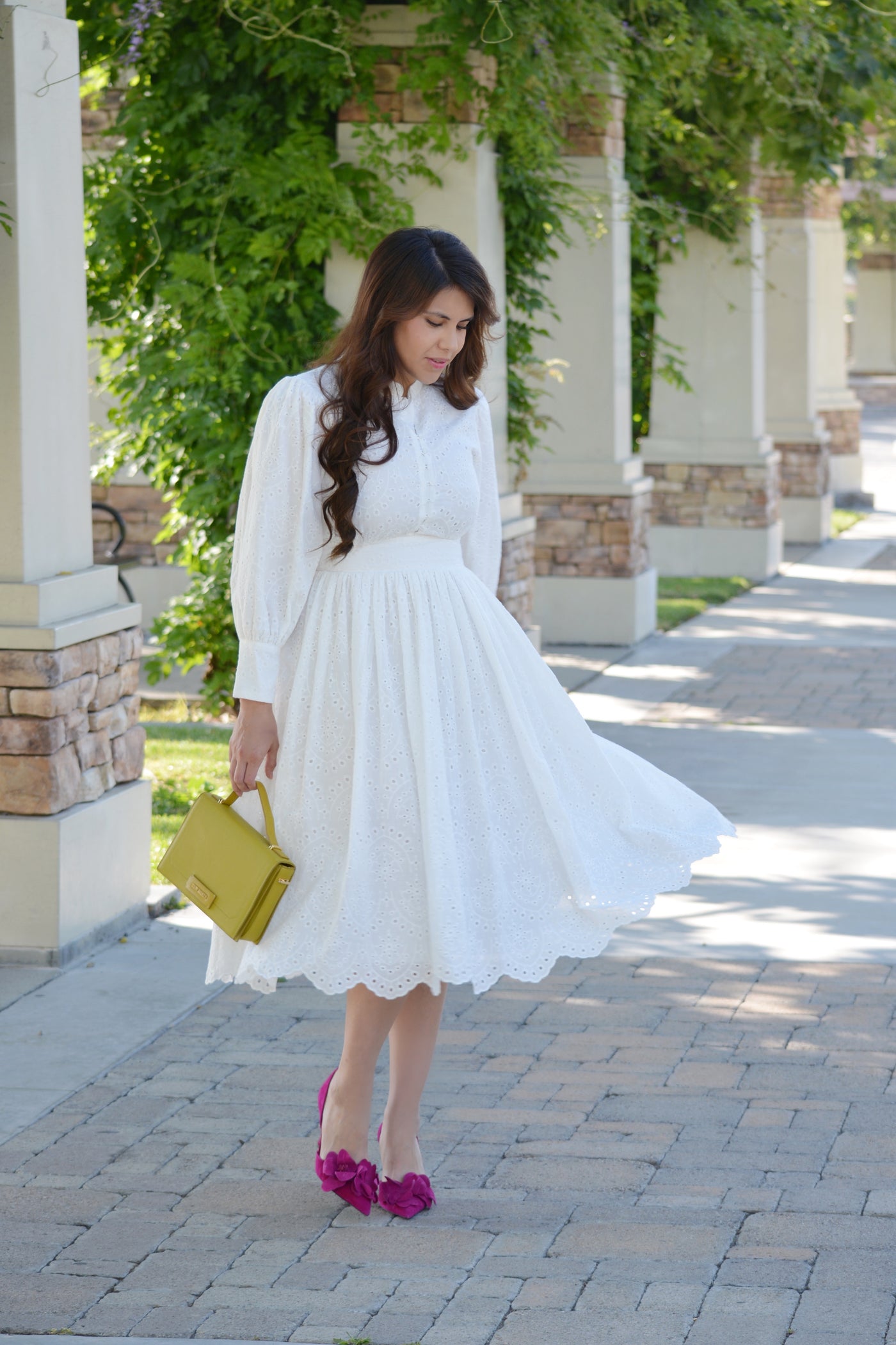 Florence White Eyelet Cotton Dress