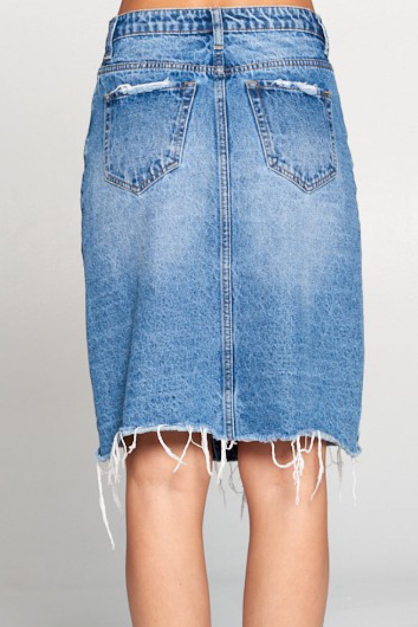 Deanna Structured Buttoned Denim Skirt