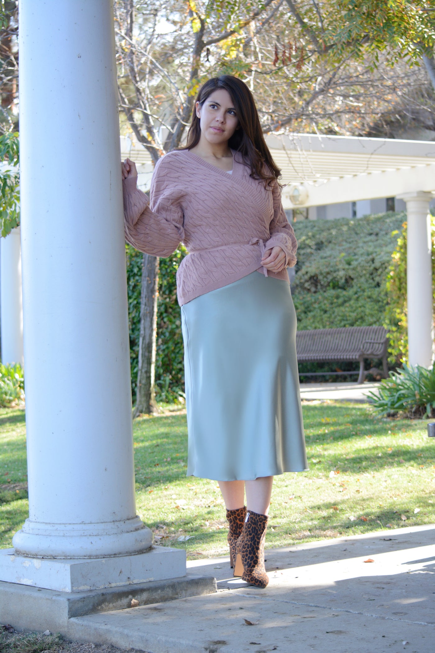 Laney Sage Satin Skirt