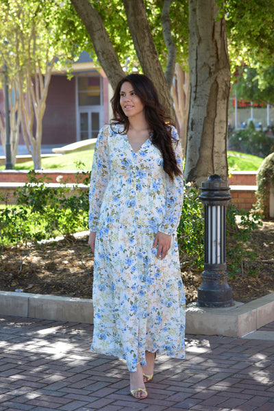Selena Ivory Floral Maxi Dress