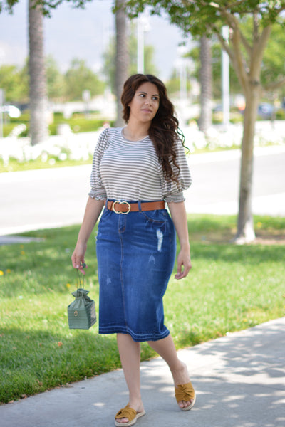 Lillian Taupe Striped Top