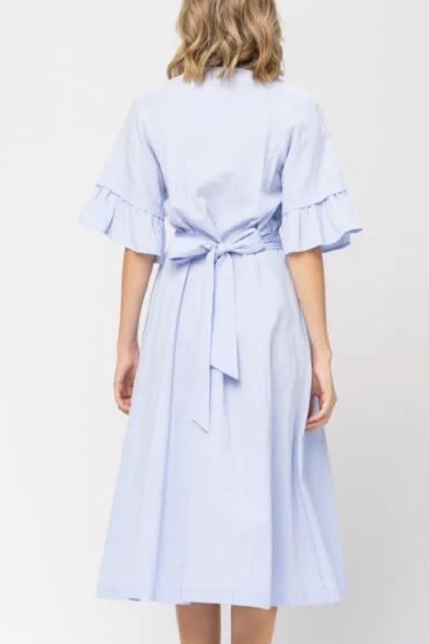 Beatrice Periwinkle Cotton Embroidered Dress