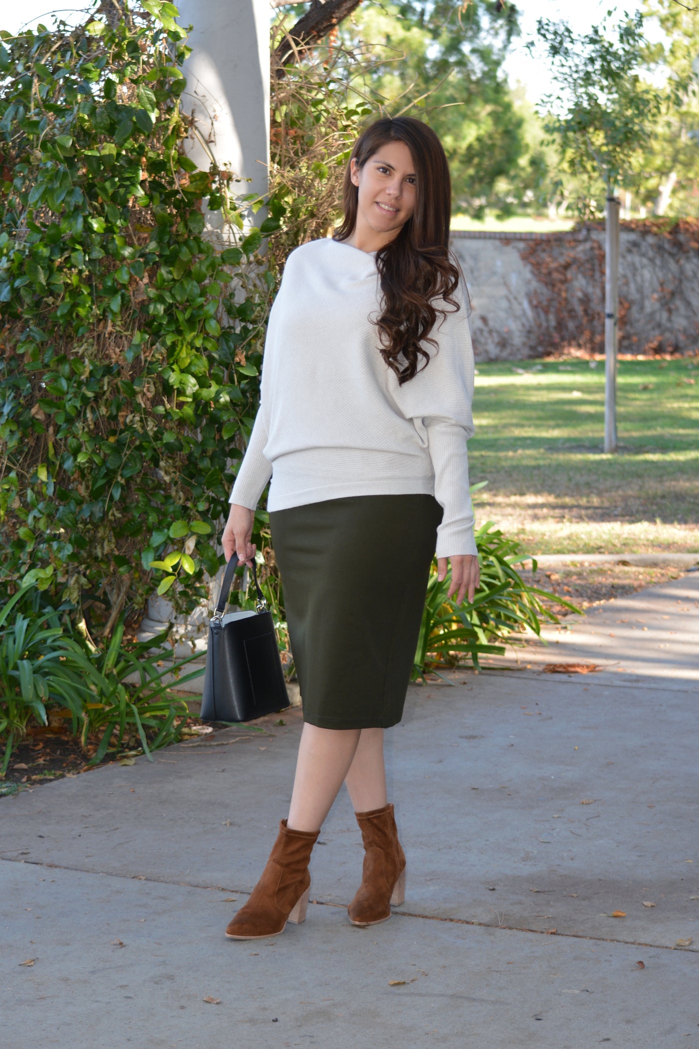 Mercy Olive Pencil Skirt