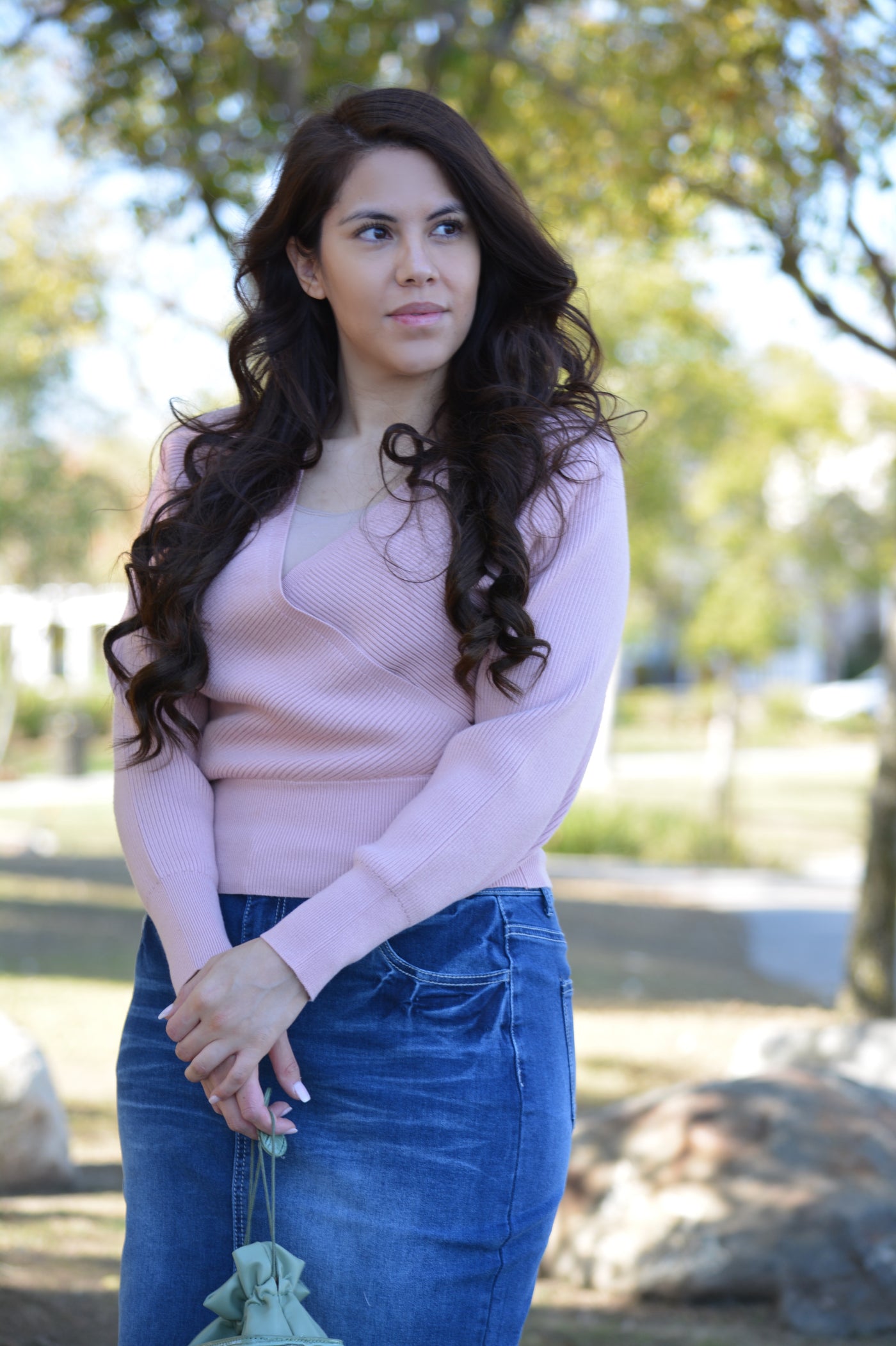 Reyna Pink Criss Cross Sweater