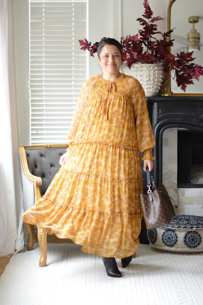 Sandra Mustard Floral Dress