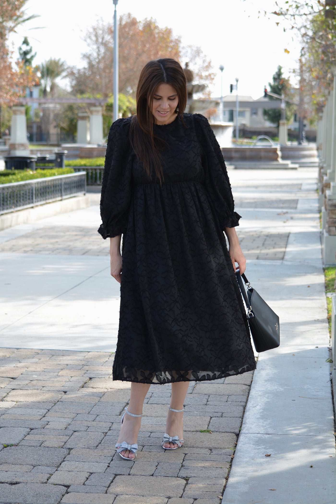 Addilyn Fully Lined Black Textured Dress